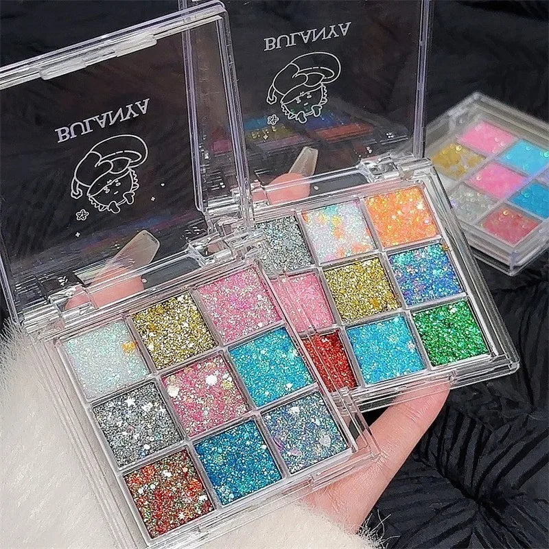 9Color Glitter Eyeshadow Palette Pearly Eyeshadow Palette Makeup Korean Charming Eye Glitter Palette Shiny Eye Shadow Pigments