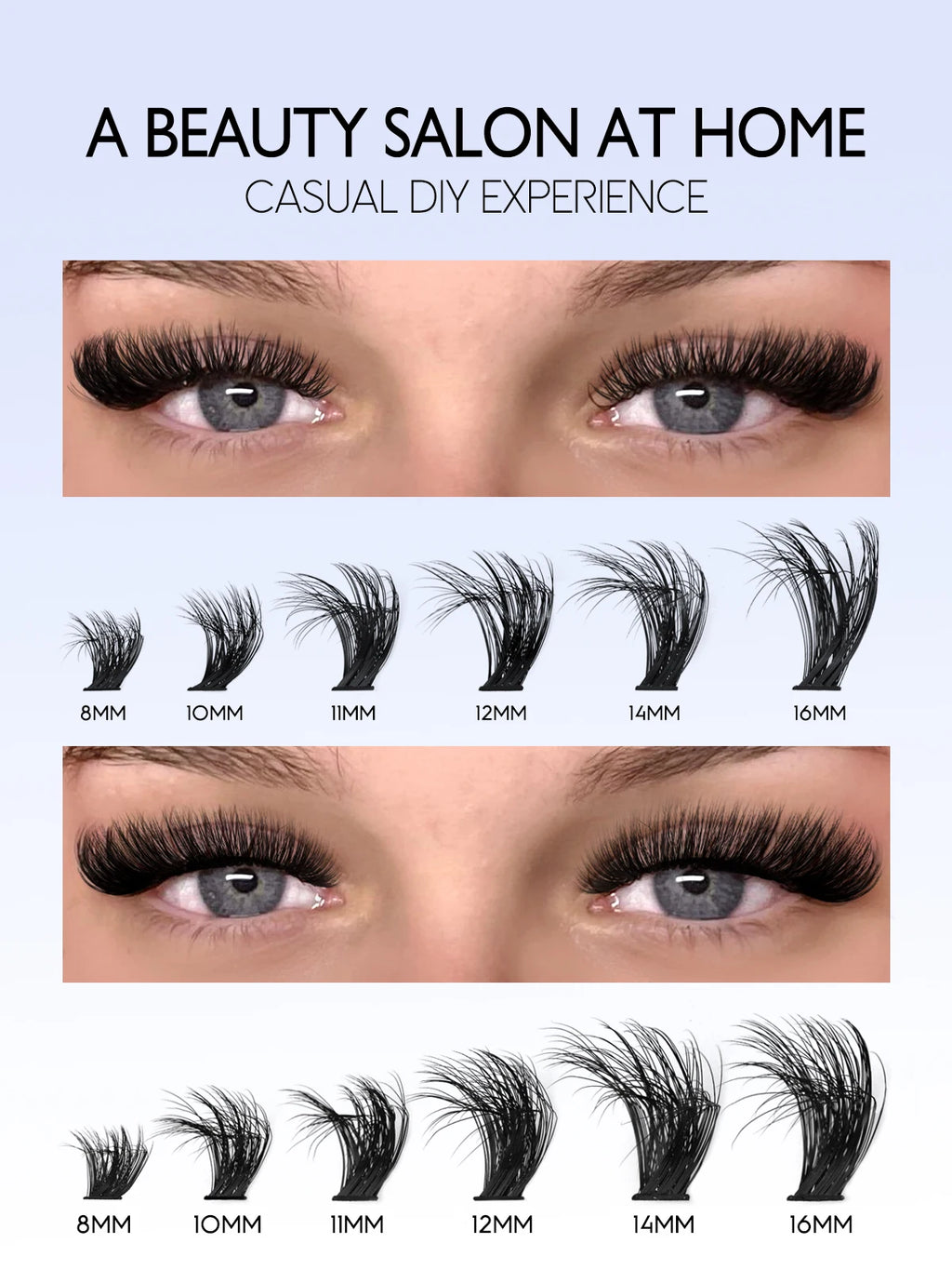Cluster Lashes Kit Fluffy Thick Eyelash Extension Kit Volume Mixed Tray Faux Mink Lashes Lash Extension Makeup
