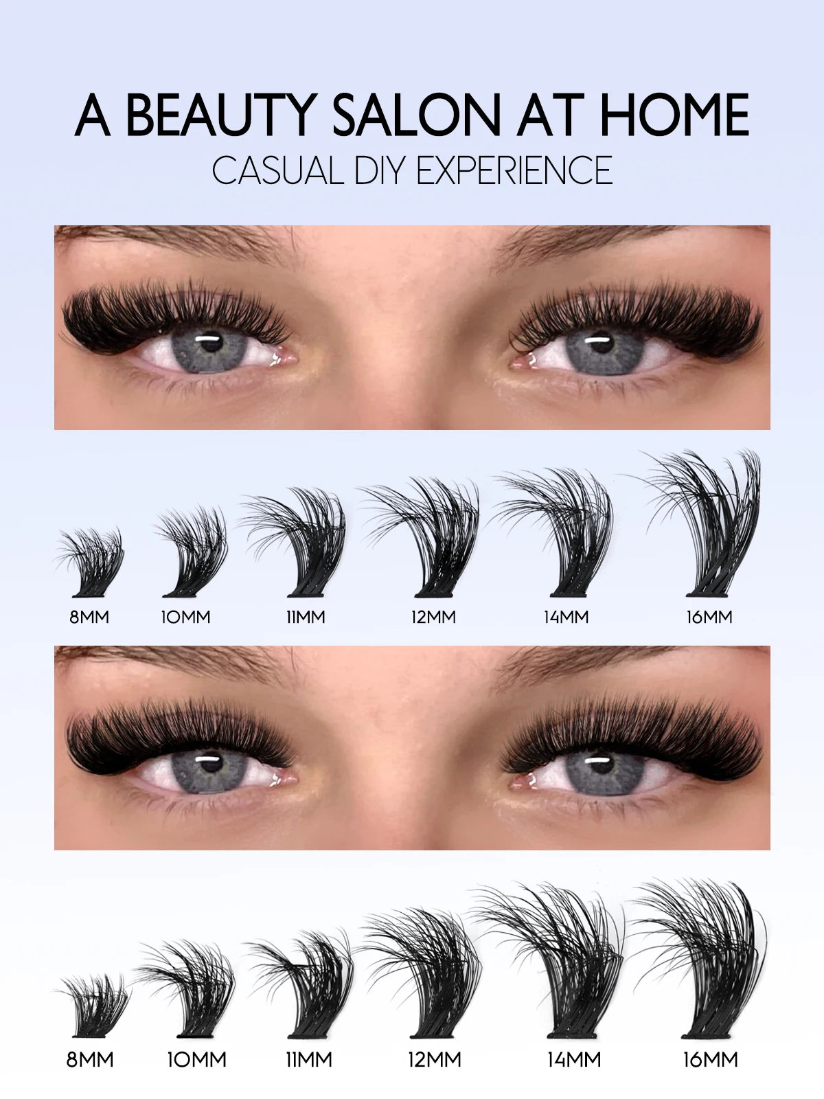 Cluster Lashes Kit Fluffy Thick Eyelash Extension Kit Volume Mixed Tray Faux Mink Lashes Lash Extension Makeup