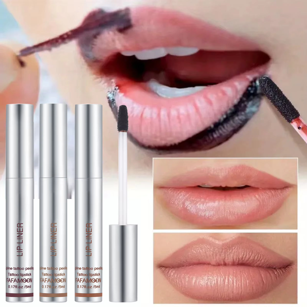 6 Color Waterproof Lip Liner Peel off Tattoo Lip Gloss Lasting Matte Lip Tint Black Brown Contour Tear-Off Makeup Stain Cosmetic