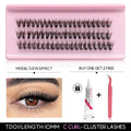 Cat Eyelashes Clusters Kit Winged End Eye Elongated DIY Lash Extension Kit Lash Bond & Seal & Eyelash Tweezers Fox Eye