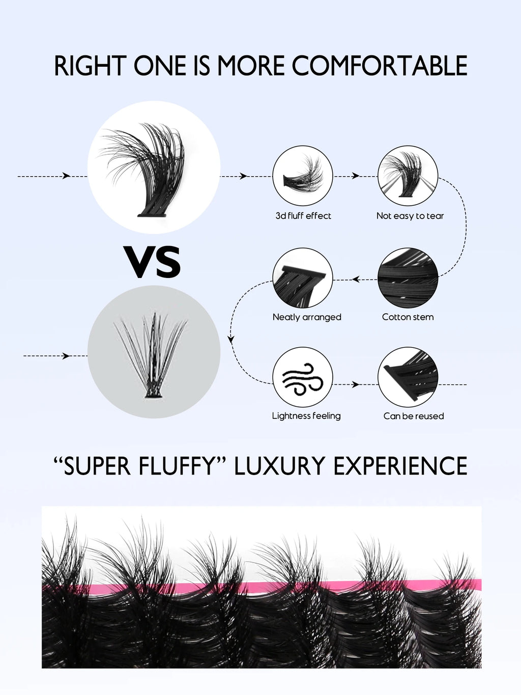 Cluster Lashes Kit Fluffy Thick Eyelash Extension Kit Volume Mixed Tray Faux Mink Lashes Lash Extension Makeup
