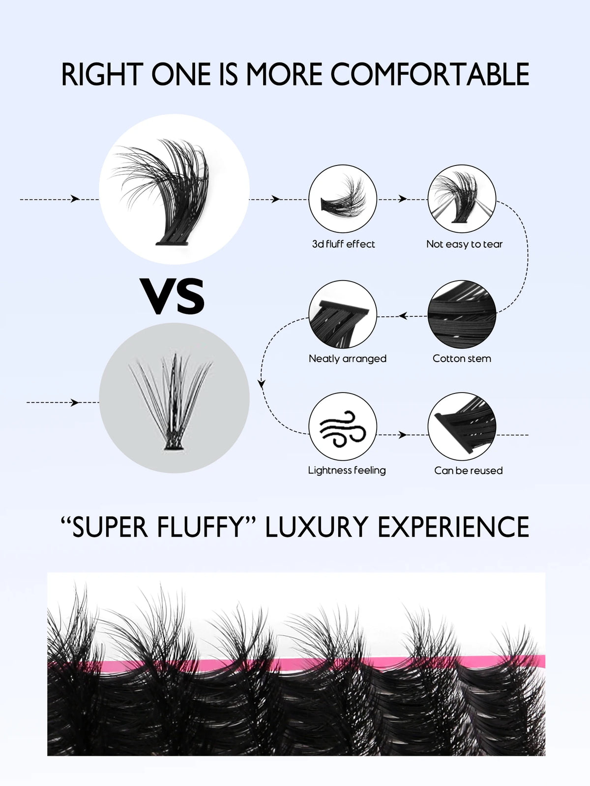 Cluster Lashes Kit Fluffy Thick Eyelash Extension Kit Volume Mixed Tray Faux Mink Lashes Lash Extension Makeup