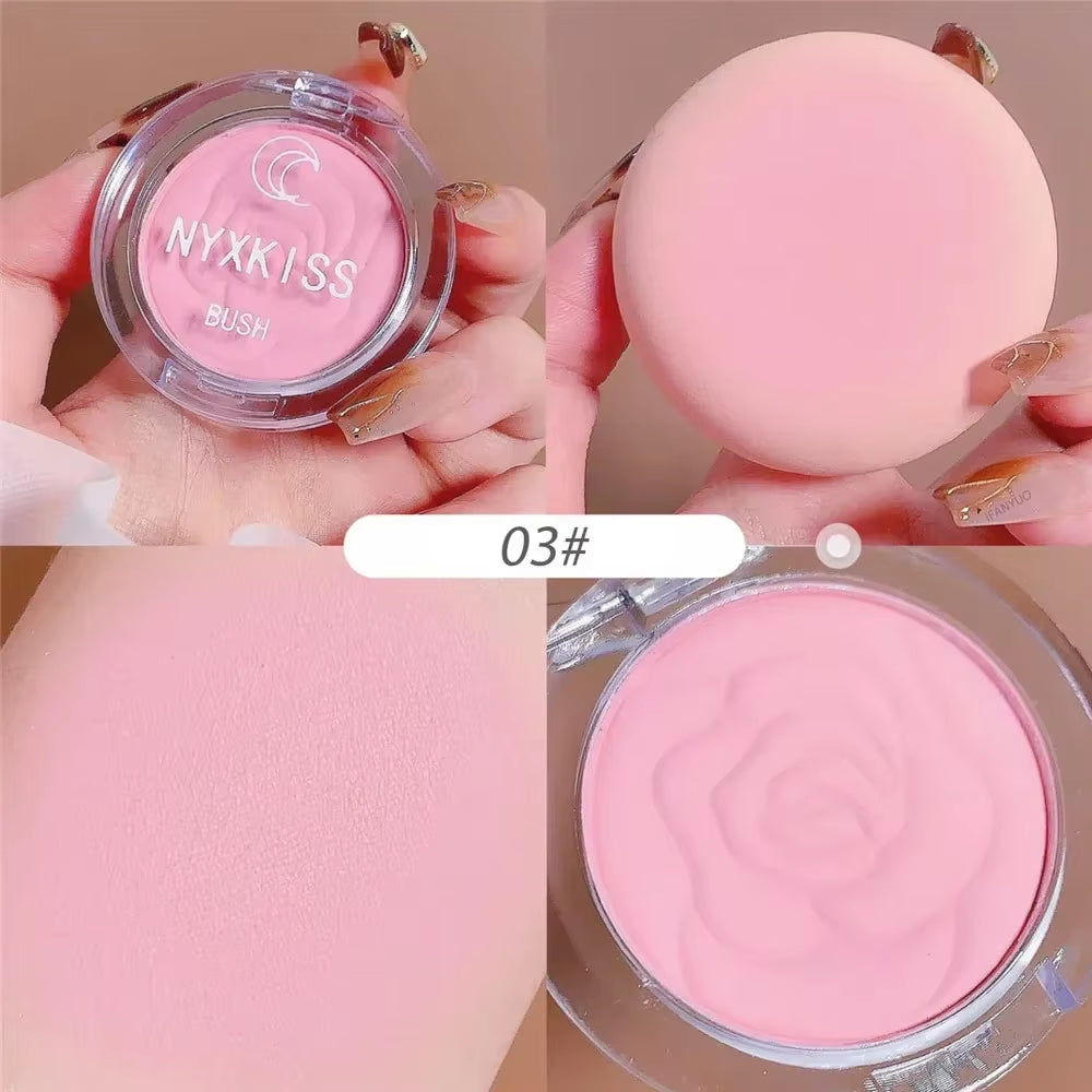 Embossed Petals Blush Peach Pink Orange Tint Makeup Blush Palette Cheek Contour Rouge Cosmetics Long-Lasting Face Brightens