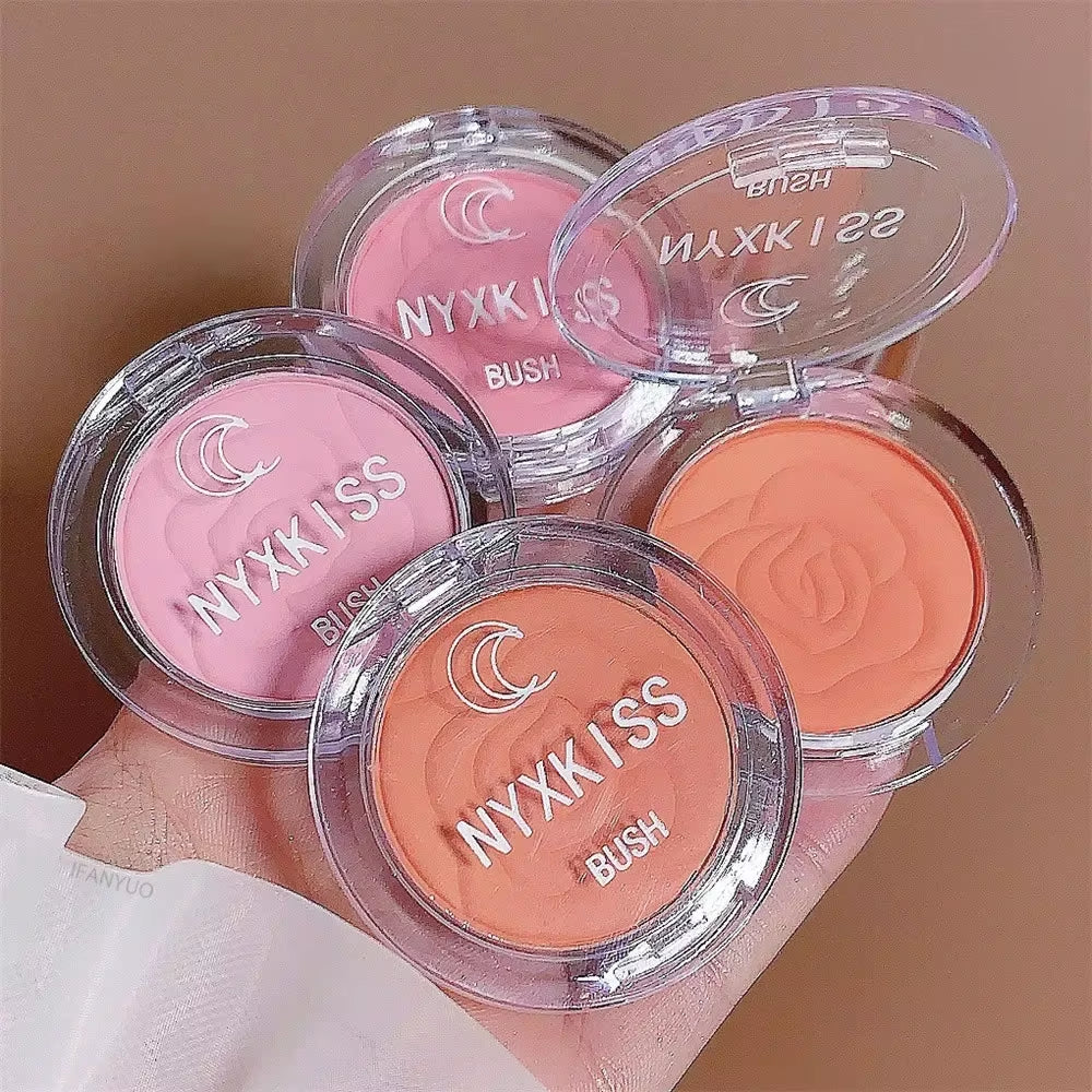 Embossed Petals Blush Peach Pink Orange Tint Makeup Blush Palette Cheek Contour Rouge Cosmetics Long-Lasting Face Brightens