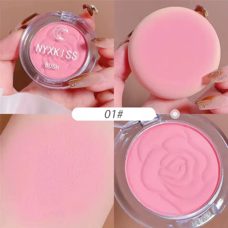 Embossed Petals Blush Peach Pink Orange Tint Makeup Blush Palette Cheek Contour Rouge Cosmetics Long-Lasting Face Brightens