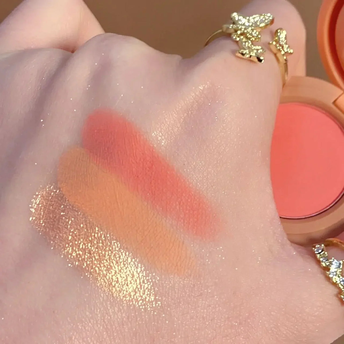 3In1 Blush Palette Pressed Highlighter Palette Longlasting Waterproof Matte Highlighter Shimmer Blush Makeup