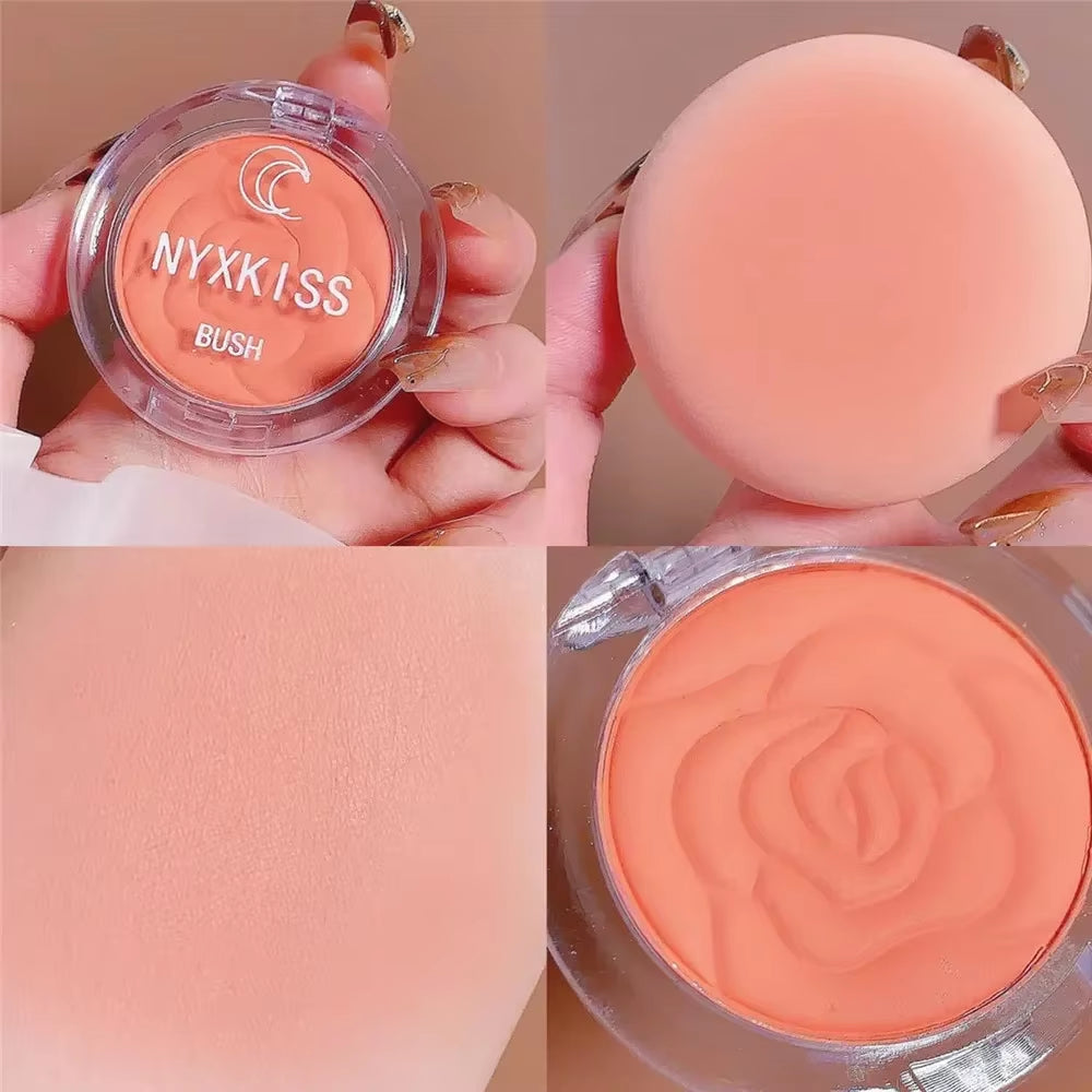 Embossed Petals Blush Peach Pink Orange Tint Makeup Blush Palette Cheek Contour Rouge Cosmetics Long-Lasting Face Brightens