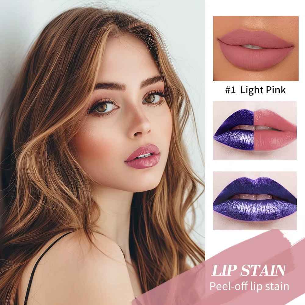 Blading Lip Gloss Peel and Stick Set Long-Lasting Waterproof Pink Lip Gloss Transfer Resistant Natural Lip Gloss for Women