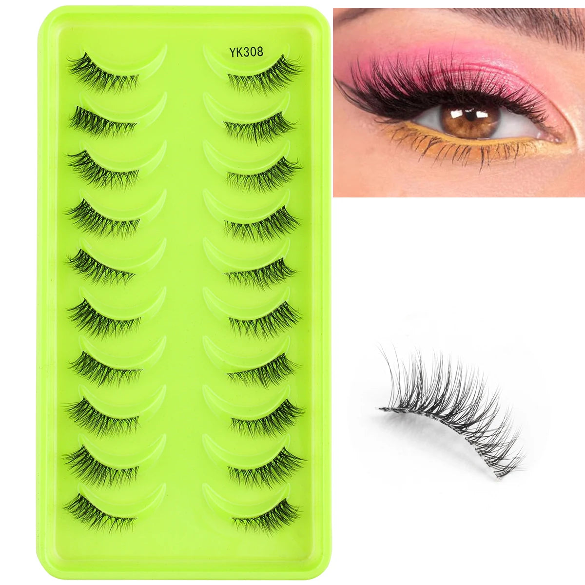 Fox Eye Lashes 3/10 Pairs Lashes 3D Mink Natural False Lashes Soft Cat Eye Lashes Extension Fluffy Lashes Makeup Half Eyelashes