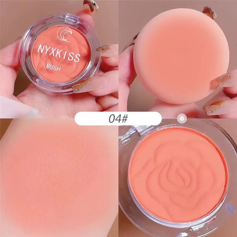 Embossed Petals Blush Peach Pink Orange Tint Makeup Blush Palette Cheek Contour Rouge Cosmetics Long-Lasting Face Brightens