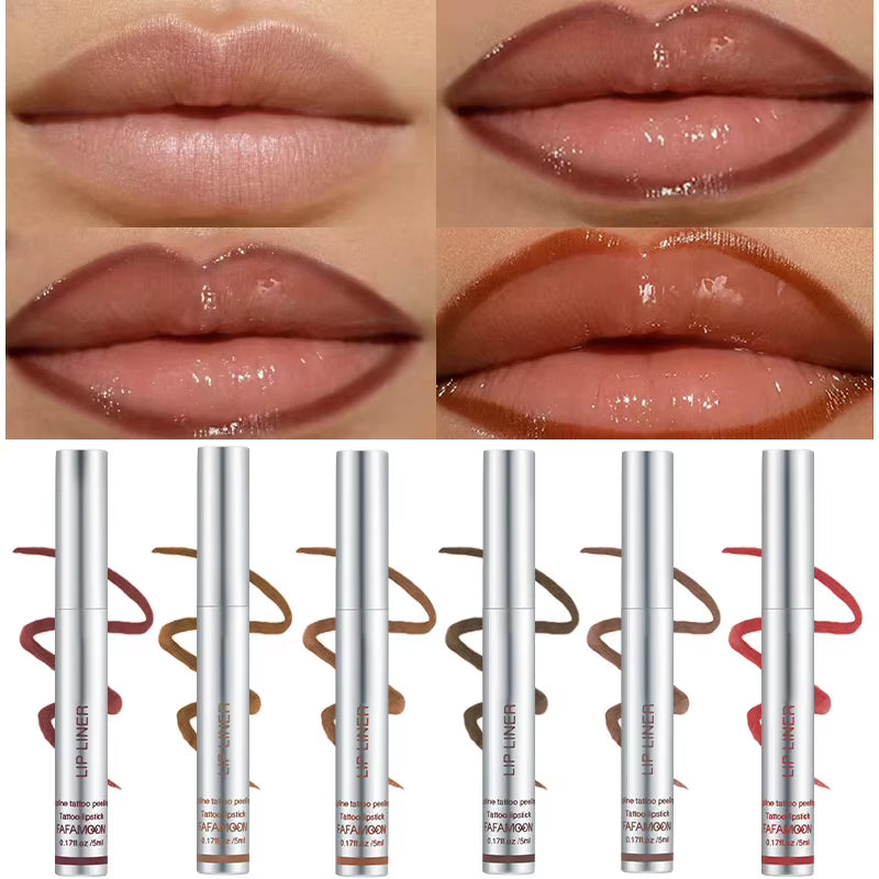 6 Color Waterproof Lip Liner Peel off Tattoo Lip Gloss Lasting Matte Lip Tint Black Brown Contour Tear-Off Makeup Stain Cosmetic