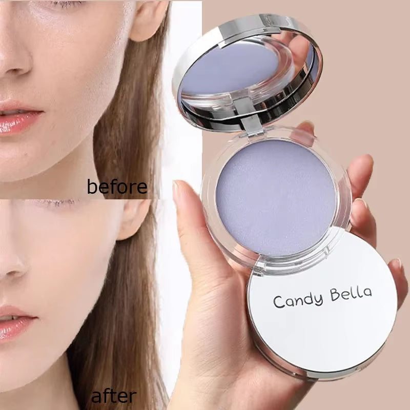 Matte Setting Powder Lasting Oil-Control Purple Glitter Pressed Powder Brightening Face Powder Jelly Compact Foundation Makeup