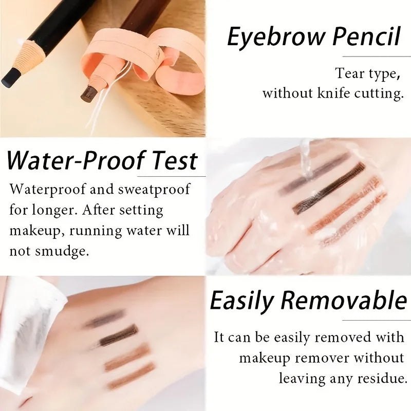 Tear off Pull Line Eyebrow Pencil, Not Sharpen Need Eyebrow Pencil, Natural Color Rendering, Sweat Proof and Smudge Proof Eyebro