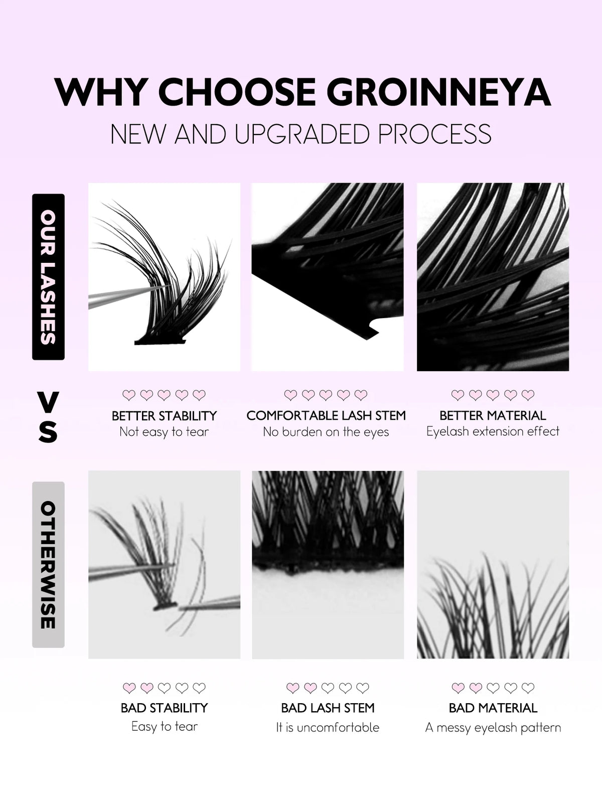 Cat Eyelashes Clusters Kit Winged End Eye Elongated DIY Lash Extension Kit Lash Bond & Seal & Eyelash Tweezers Fox Eye