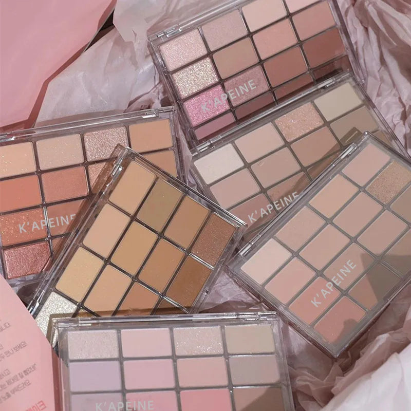 16 Colors Eyeshadow Palette Low Saturation Rose Pink Pearly Matte Glitter Eyeshadow Shiny Eye Shadow Long-Lasting Eye Makeup