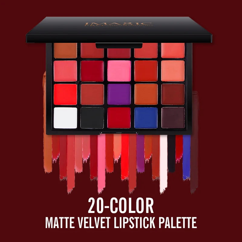 20 Colors Lipstick Palette Matte Velvet Lip Makeup Long Lasting Lip High Pigmented