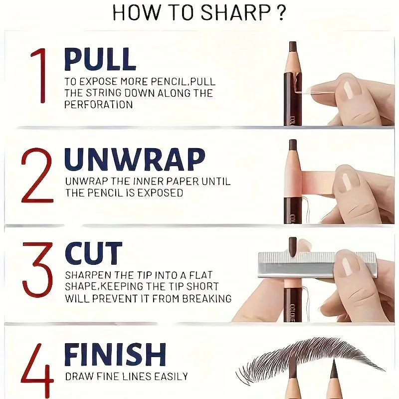 Tear off Pull Line Eyebrow Pencil, Not Sharpen Need Eyebrow Pencil, Natural Color Rendering, Sweat Proof and Smudge Proof Eyebro