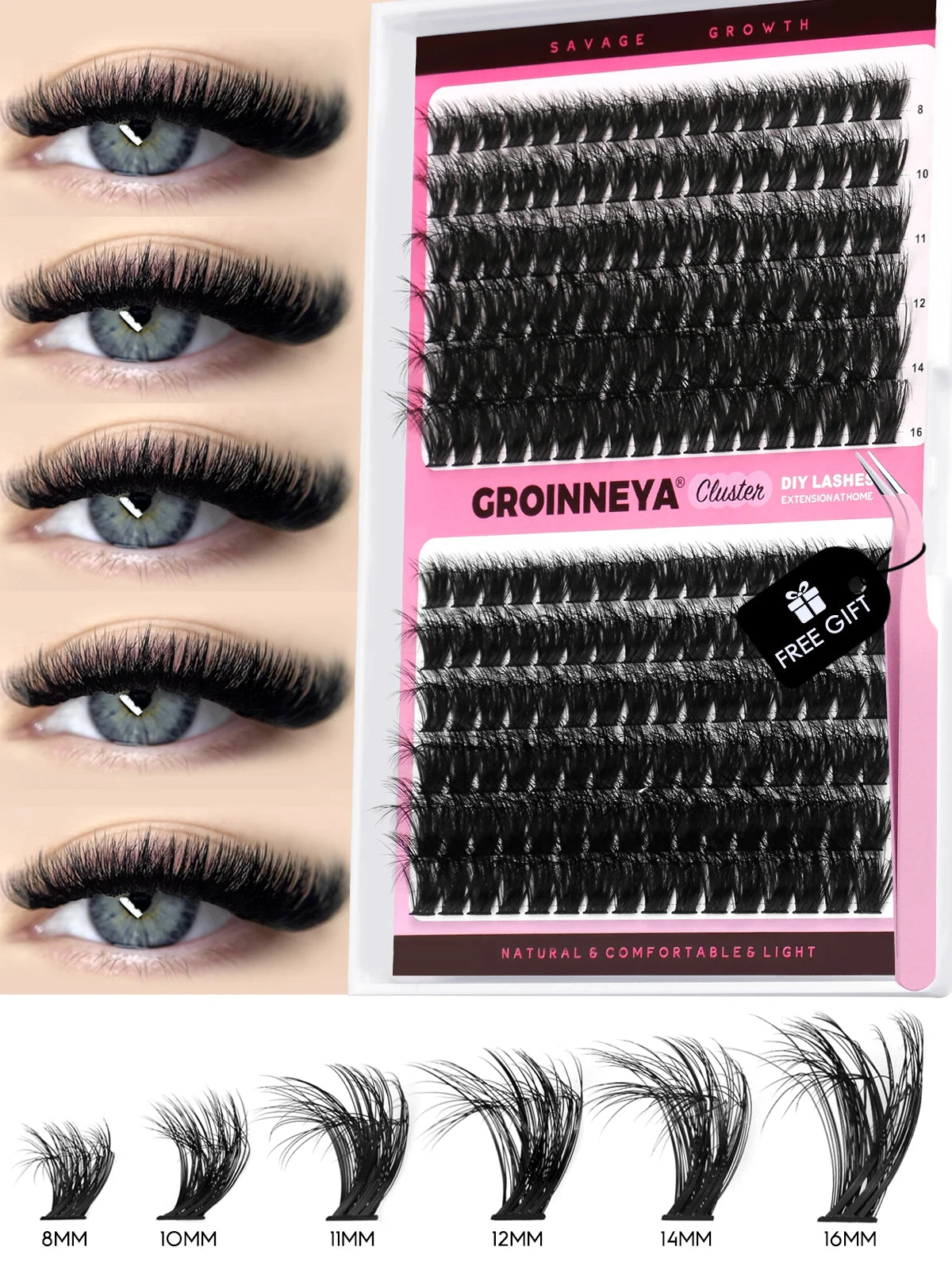 Cluster Lashes Kit Fluffy Thick Eyelash Extension Kit Volume Mixed Tray Faux Mink Lashes Lash Extension Makeup